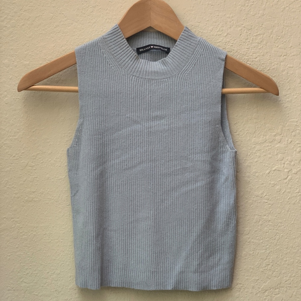 Brandy Melville Ribbed Sleeveless Turtleneck Crop